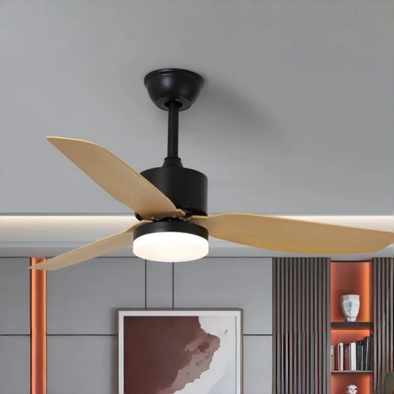 Downrod Mount Ceiling Fan with LED Light, 3-Blade Wood-Grain Fan with Remote Control, Ideal for Living Rooms, Bedrooms & Home Offices 1