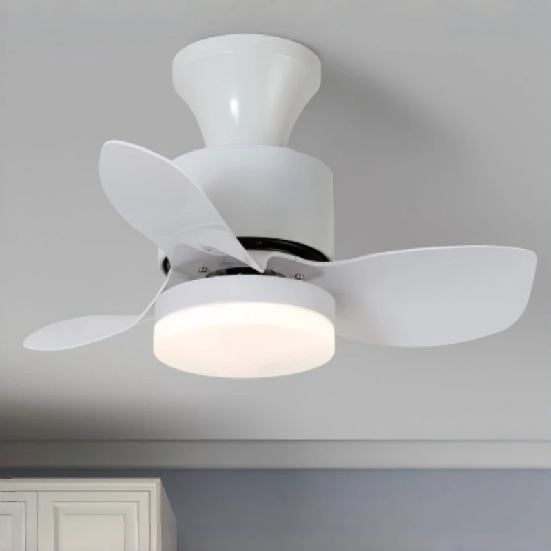 Ventilador de techo empotrado con luz LED, ventilador de perfil bajo de 3 aspas con motor silencioso y luz regulable para dormitorios pequeños y espacios habitables compactos. 1