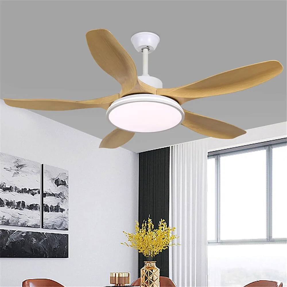 Nordic Style LED Ceiling Fan Light with Wood Grain Blades for Living Rooms Bedrooms and Dining Areas HTD-1017-1440 1