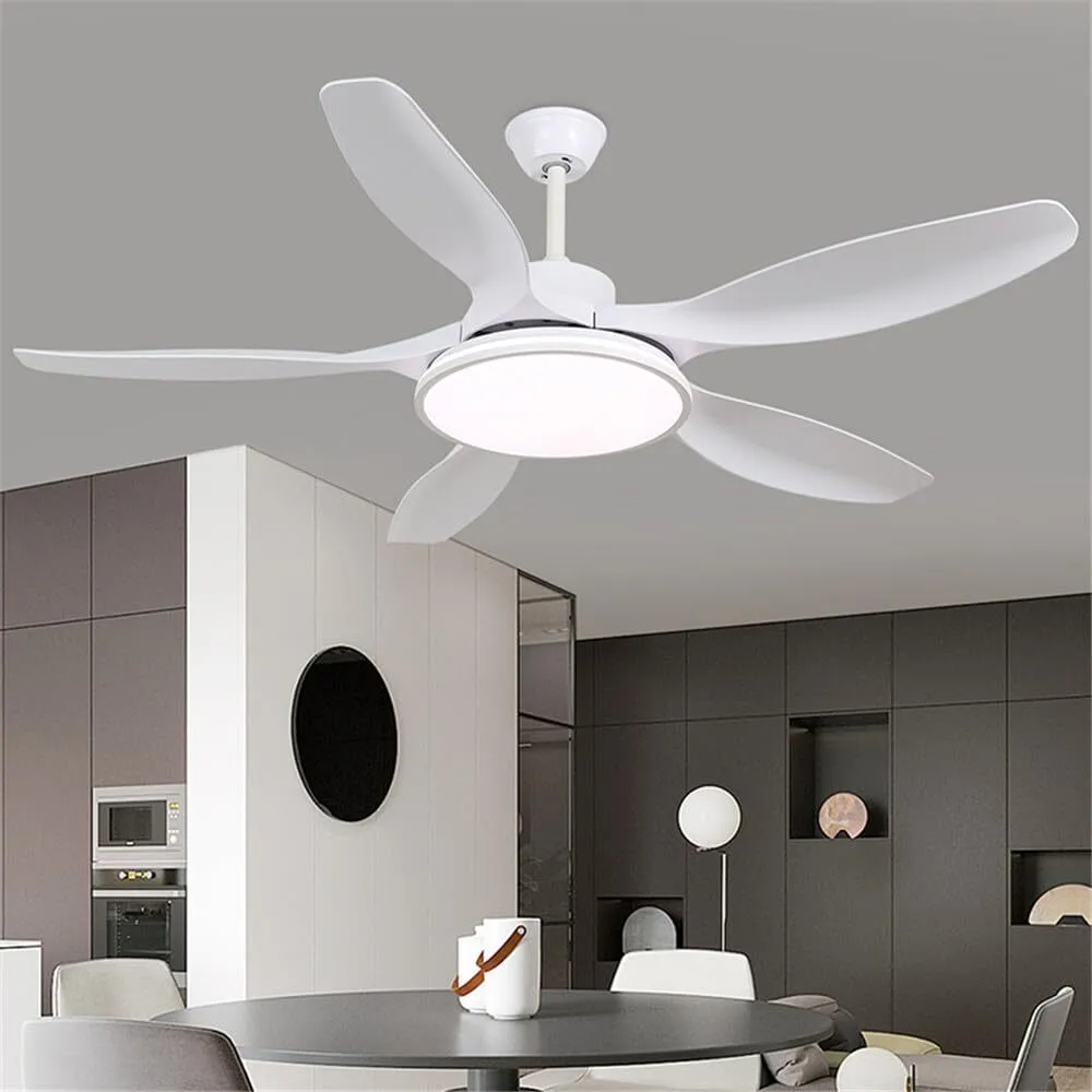 Modern LED Ceiling Fan Light with 5 Curved Blades for Living Rooms Bedrooms and Dining Areas HTD-1018-1350 1