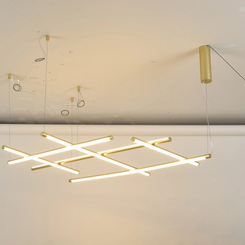 ثريا LED عصرية ذات تصميم هندسي خطي وشبكة متقاطعة، مناسبة لغرف المعيشة وغرف الطعام والفنادق HTD-IPM5015-136 1
