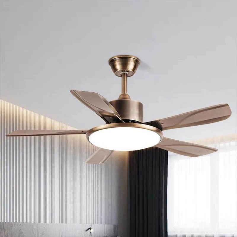 Brushed Bronze Modern Ceiling Fan Light with Integrated Round LED for Living Room Bedroom HTD-588-1005 1