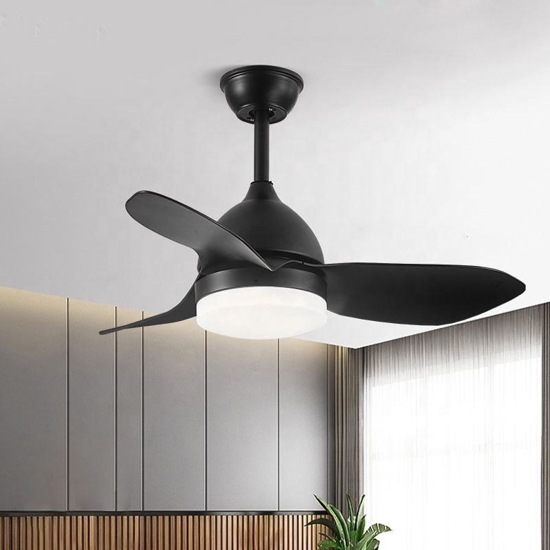مروحة سقف سوداء عصرية مزودة بإضاءة LED مدمجة، تصميم أنيق متوسط ​​التركيب لغرفة المعيشة وغرفة النوم HTD-D05-930 1