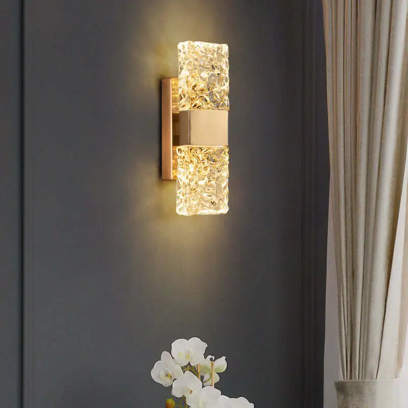 Modern Luxury Square Ripple Crystal Wall Sconce LED Wall Light for Bedroom Bathroom Living Room HTD-IWCR400A70 1