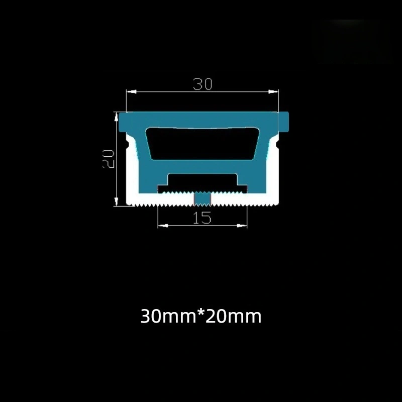 Gaine encastrée en silicone pour ruban LED 30×20 mm avec bord affleurant et conception à éclairage traversant pour éclairage de sol, mur et plafond HTD-SLC3020-81 1