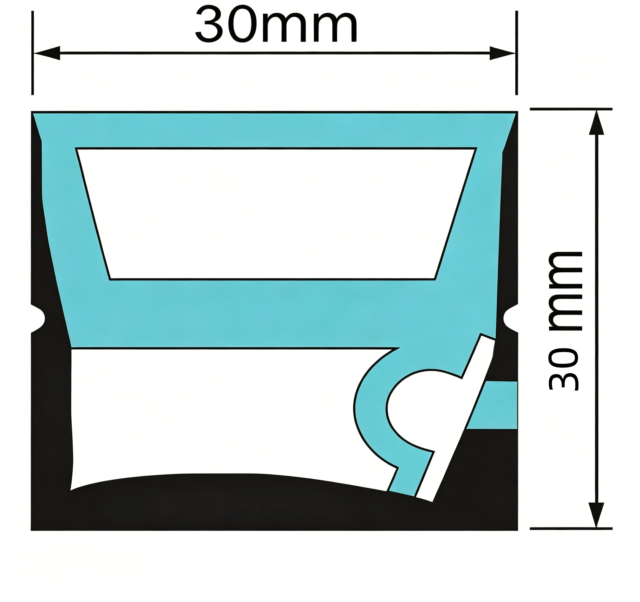 Tira de LED empotrable de silicona de 30 × 30 mm con emisión lateral, tubo LED flexible impermeable y antiamarilleo para iluminación doméstica, comercial y de ingeniería HTD-SLC3030-111 1