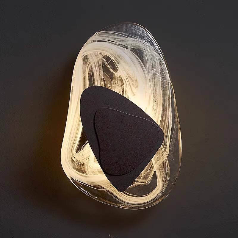 مصباح جداري فاخر بتصميم صدفة فنية تجريدية من الزجاج، مزود بإضاءة LED، مناسب لغرف النوم والمعيشة والممرات والسلالم HTD-IWG400A44 1