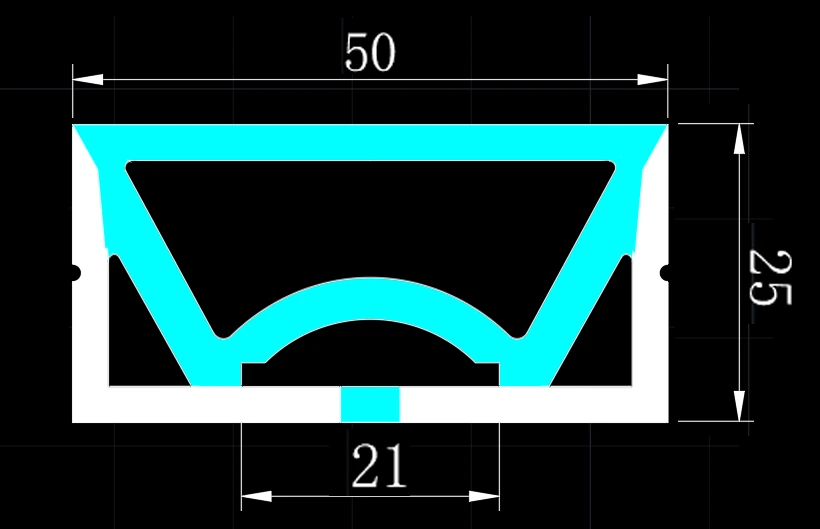 غلاف شريط إضاءة LED من السيليكون 50 × 25 مم، إضاءة أمامية جديدة، إضاءة من 3 جوانب، تصميم كلاسيكي سميك، أنبوب LED مرن مقاوم للماء والاصفرار للإضاءة المنزلية والتجارية والهندسية HTD-SLC5025-135 1