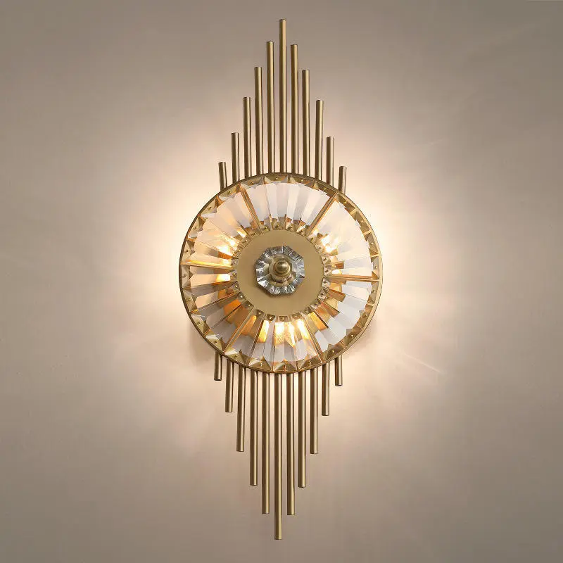 Art Deco Sunburst Crystal Wall Sconce LED Wall Light for Living Room Background Wall Bedroom Bedside Fashion Decoration HTD-IWCR400A76 1