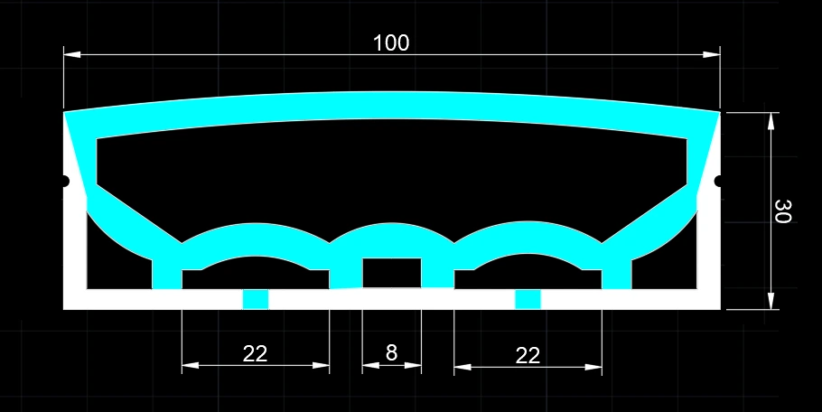 Gaine en silicone pour bande LED 100 x 30 mm, éclairage frontal, tube LED flexible étanche et anti-jaunissement pour éclairage domestique, commercial et industriel HTD-SLC10030-486 1