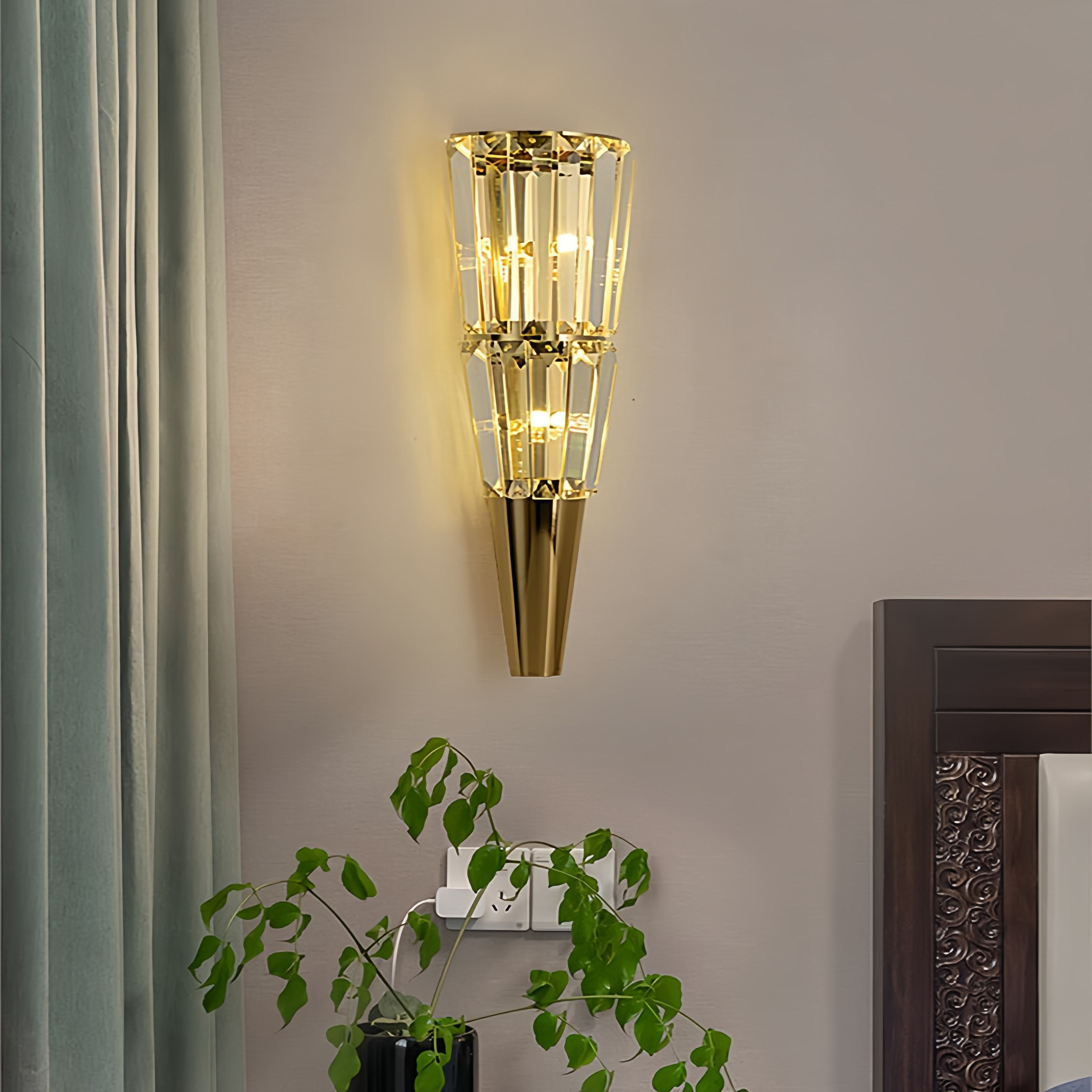 Luxury Torch-Shaped Tapered Crystal Wall Sconce LED Wall Light for Living Room Bedroom Hotel Corridor HTD-IWCR400A12 1