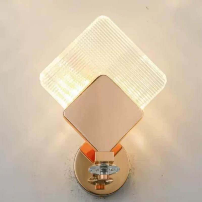 Applique murale LED moderne de style français, luxueuse, en verre côtelé à motif losange, pour chambre, chevet ou salon HTD-IWAR400B56 1