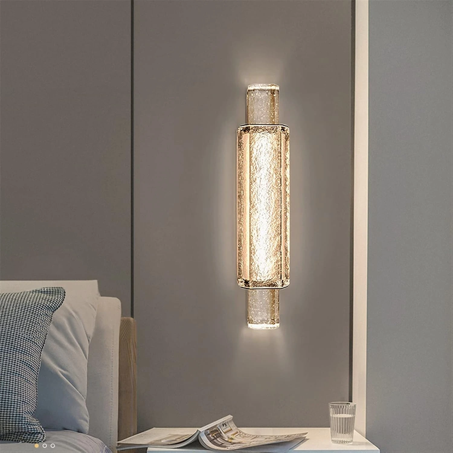مصباح جداري عصري أوروبي من الزجاج المزخرف بتقنية LED، إضاءة جدارية بسيطة وأنيقة لغرفة النوم وغرفة المعيشة HTD-IWCR400A58 1