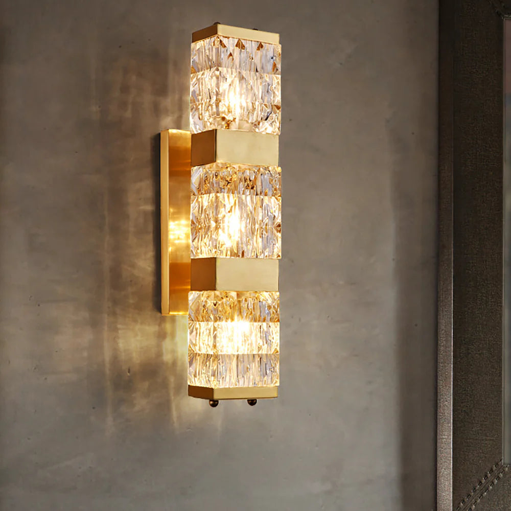 مصباح جداري عصري خطي ذو تصميم كريستالي مزخرف بتقنية LED، قابل للتعتيم، مناسب للحمام وغرفة المعيشة HTD-IWCR400B08 1