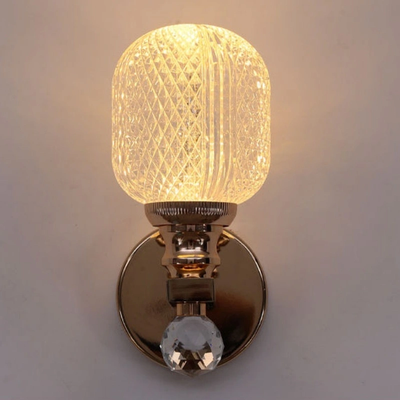 Modern Diamond-Cut Crystal Wall Sconce Gold Finish LED Wall Light for Bedroom Hallway HTD-IWAR400A97 1