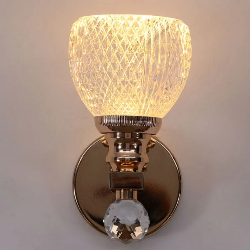 Modern Diamond-Cut Crystal Bowl Wall Sconce Gold Finish LED Wall Light for Bedroom Hallway HTD-IWAR400A96 1