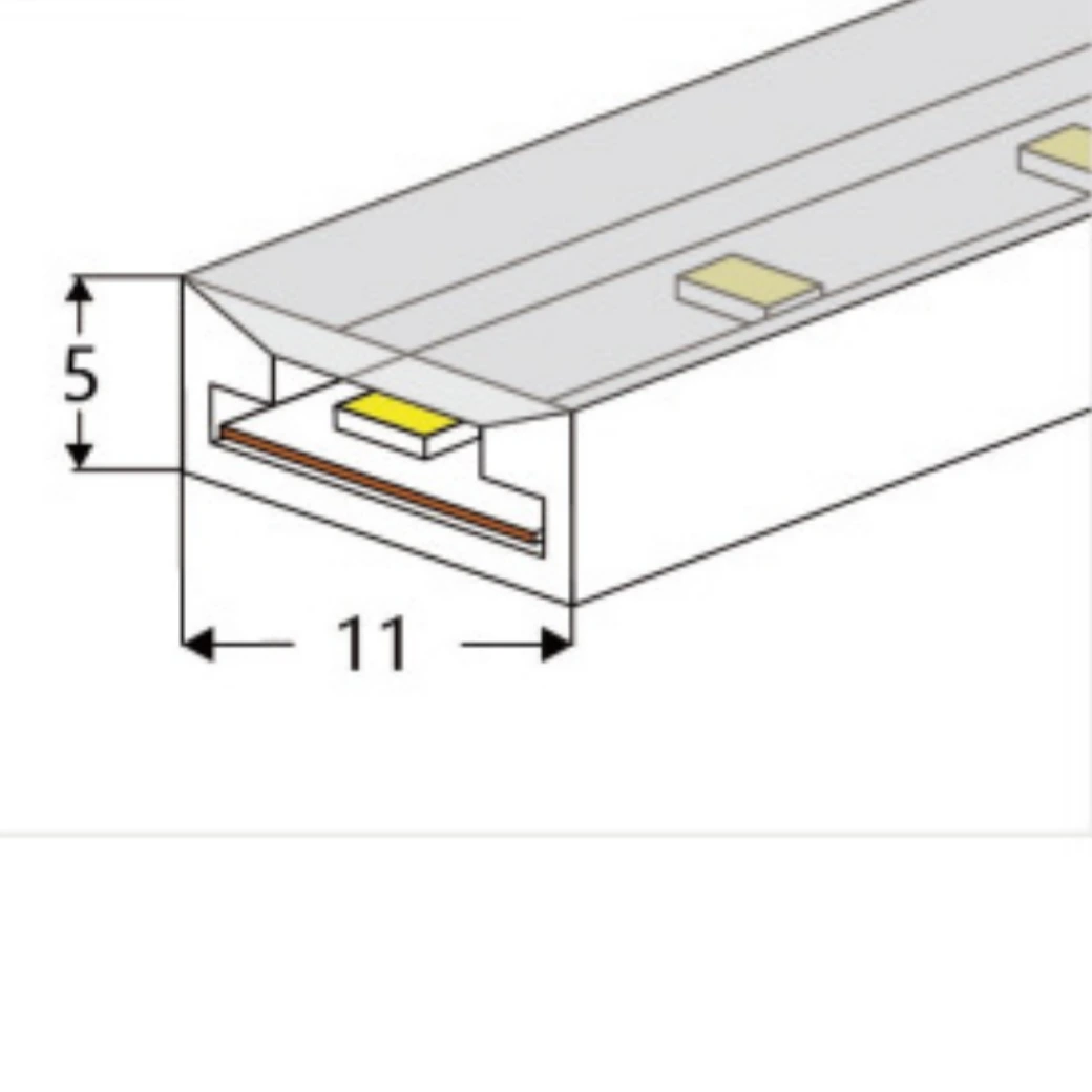 Tube LED plat en silicone de 13 mm de largeur et 5 mm de hauteur pour montage traversant sur carte de 10 mm HTD-SLC 0513-12 1