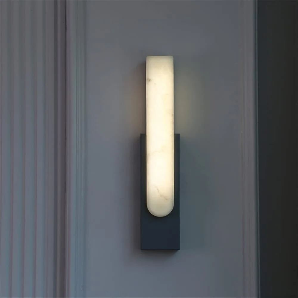 Minimalist Modern Rectangular Resin Faux Onyx Wall Light with Green Base LED Wall Mount Lamp for Bedroom Living Room Hallway HTD-IWRS400A81 1