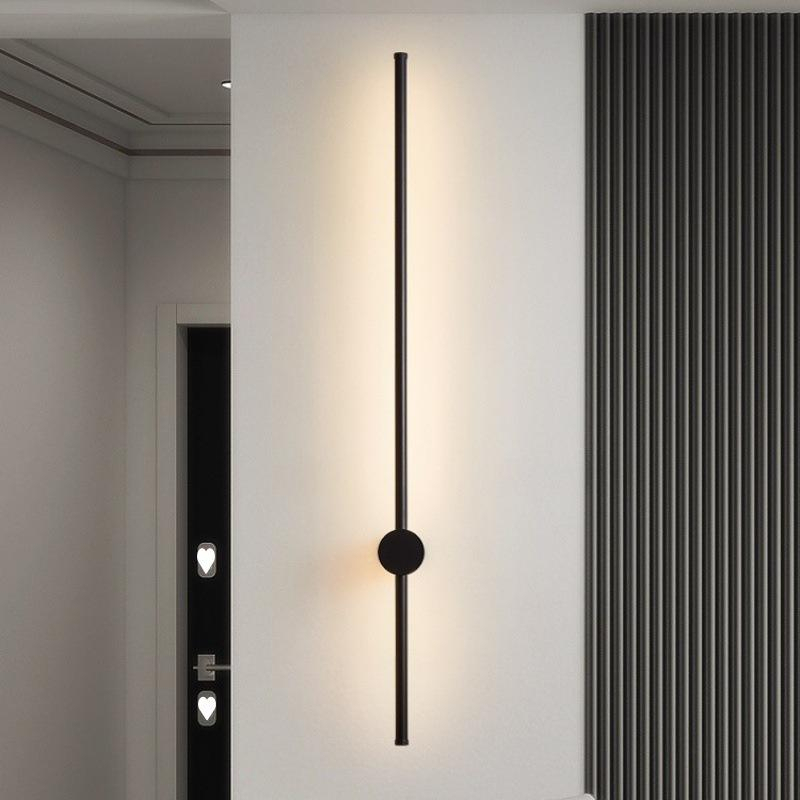 Applique murale LED linéaire moderne en métal avec base cylindrique pour chambre, salon ou couloir HTD-IWM006220 1