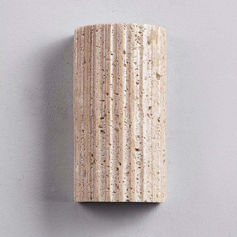 Modern Japanese Wabi Sabi Fluted Travertine Cylindrical Wall Sconce LED Wall Lamp for Bedroom Living Room Hallway HTD-IWST4006263 1