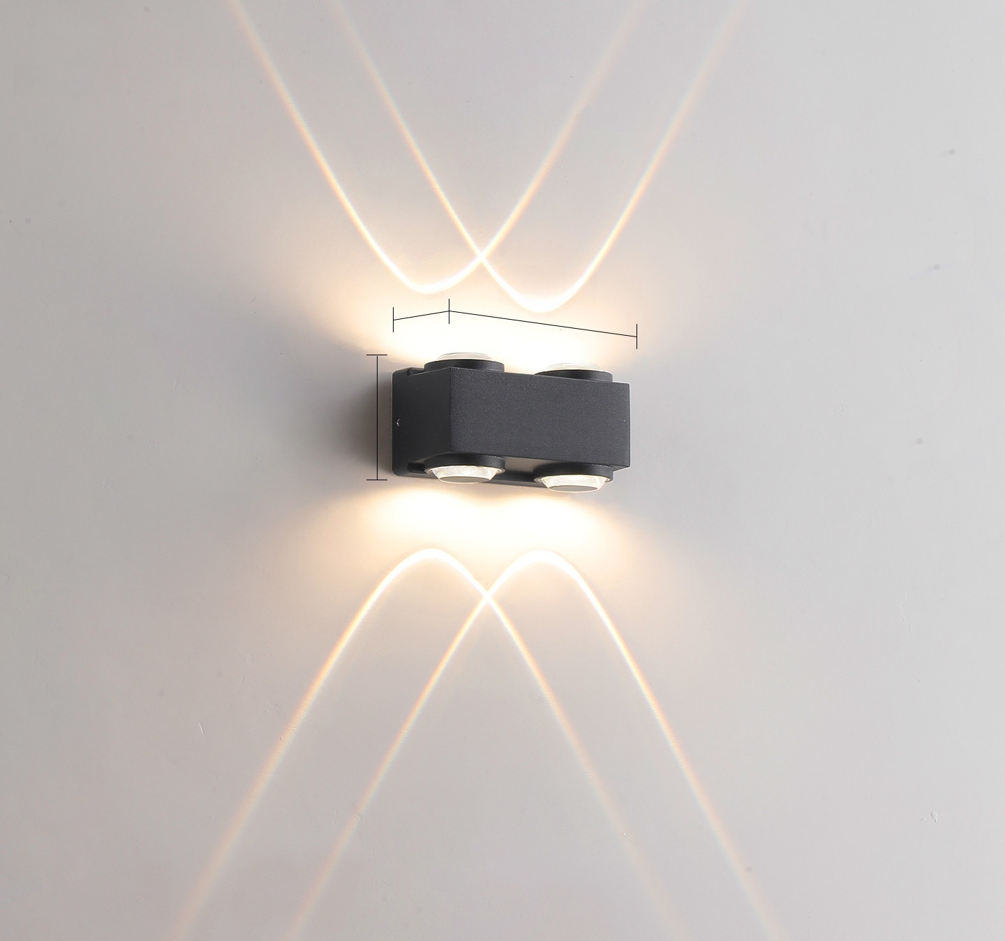 Applique murale extérieure à faisceau ondulé, étanche IP65, lanternes murales LED, luminaires muraux pour porche, 4W-12W, lumière chaude 3000K pour maison, villa, patio HTD-EW4407 3