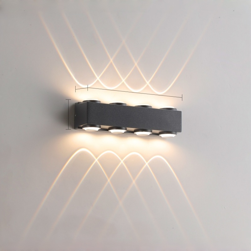 Applique murale extérieure à faisceau ondulé, étanche IP65, lanternes murales LED, luminaires muraux pour porche, 4W-12W, lumière chaude 3000K pour maison, villa, patio HTD-EW4407 1