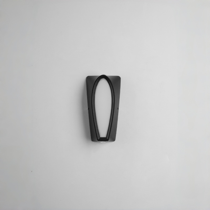 Aplique de pared exterior trapezoidal cónico, resistente al agua IP65, con luz LED ascendente y descendente, fabricado en aluminio fundido a presión, 8 W, 3000 K, en colores negro, blanco y gris, ideal para villas, patios y jardines (HTD-EW4702). 2