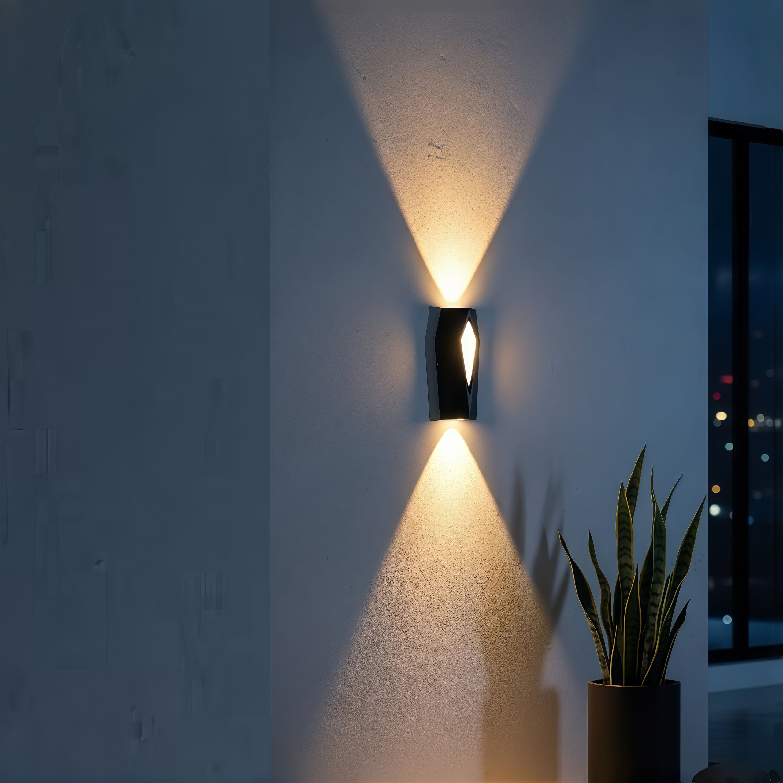 Diamond Geometric Outdoor Wall Light, IP65 Waterproof Up & Down Beam LED Sconce, Die-cast Aluminum Wall Lamp 8W 3000K, Black/White/Grey for Villa, Patio, Garden HTD-EW4703 2