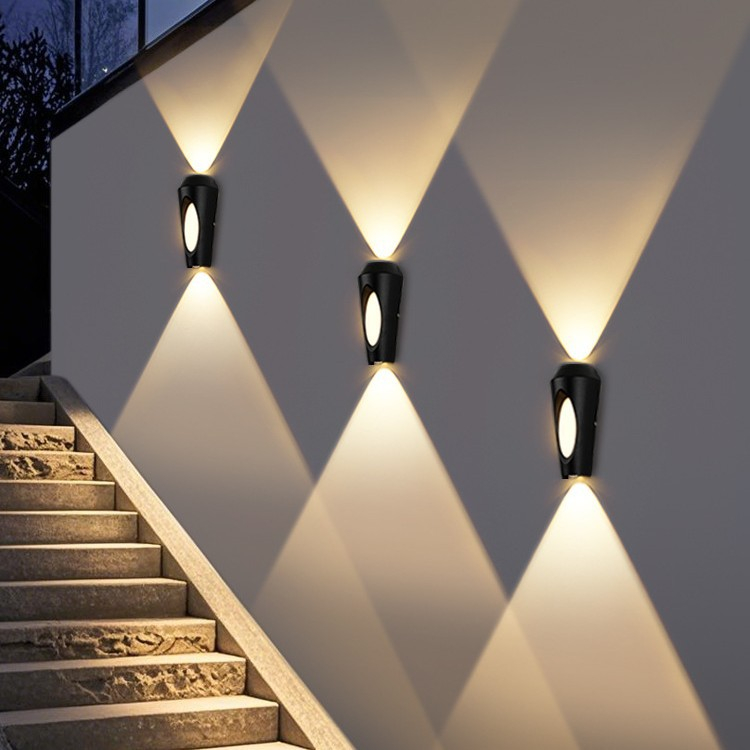 Aplique de pared exterior cilíndrico cónico, resistente al agua IP65, con luz LED ascendente y descendente, fabricado en aluminio fundido a presión, 8 W, 3000 K, en colores negro, blanco y gris, ideal para villas, patios y jardines (HTD-EW4704). 2