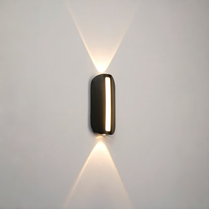 Rounded Rectangle Outdoor Wall Light, IP65 Waterproof Up & Down Beam LED Sconce, Die-cast Aluminum Wall Lamp 8W 3000K, Black/White/Grey for Villa, Patio, Porch HTD-EW4206 1