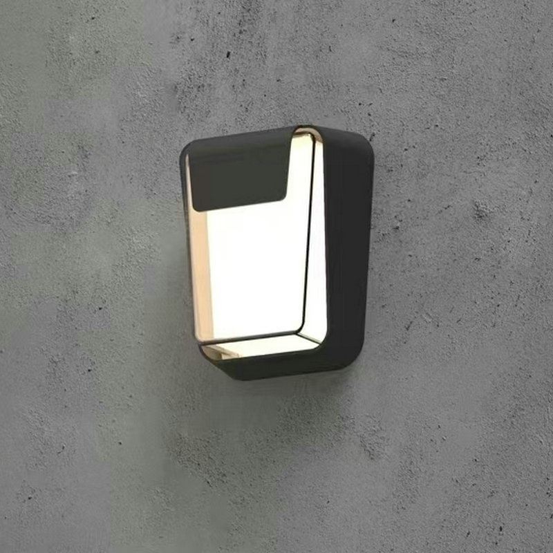 Aplique de pared exterior cuadrado con forma de U, LED impermeable IP65, lámpara de pared de aluminio fundido a presión de 12 W y 3000 K, negro/blanco/gris para villa, patio y jardín HTD-EW4410 1