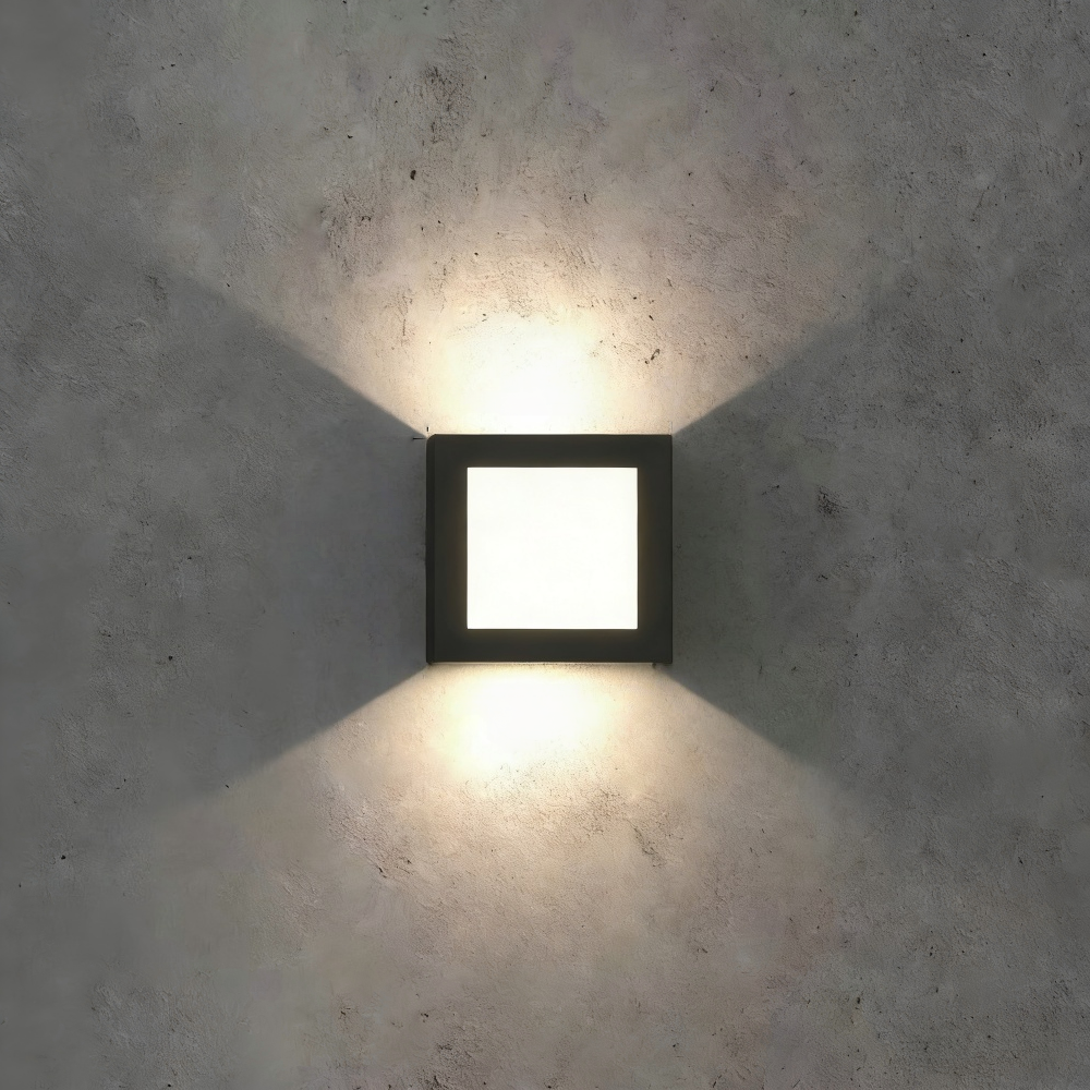 Square Frame Outdoor Wall Light, IP65 Waterproof Up & Down LED Sconce, Die-cast Aluminum Wall Lamp 11W 3000K, Black/White/Grey for Villa, Patio, Garden HTD-EW4411 2