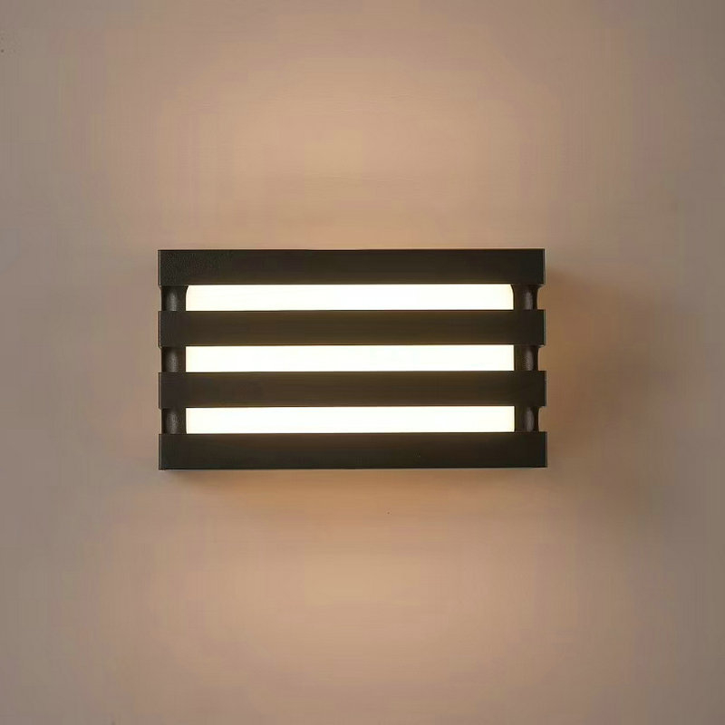 Applique murale extérieure moderne à LED horizontale, 12 W, flux lumineux élevé (184 lm/W), étanchéité IP65, boîtier en aluminium moulé sous pression, blanc chaud 3000 K, noir/blanc/gris, idéale pour terrasse, porche, villa ou jardin (HTD-EW4412). 1