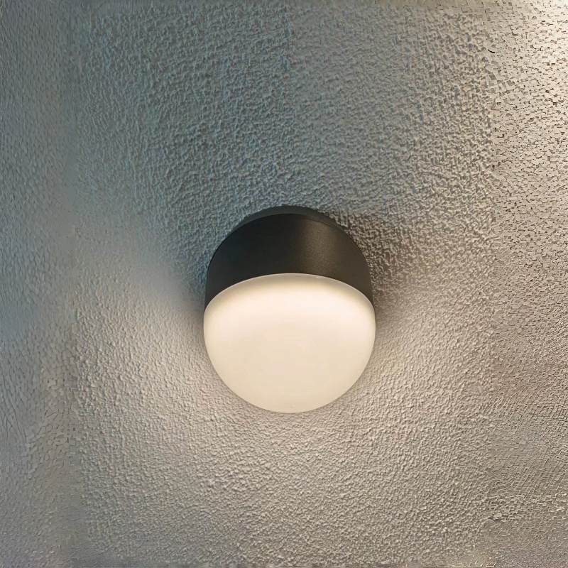 Applique murale extérieure moderne en demi-sphère, compacte, à éclairage indirect, noir, blanc et gris, HTD-EW4304 3