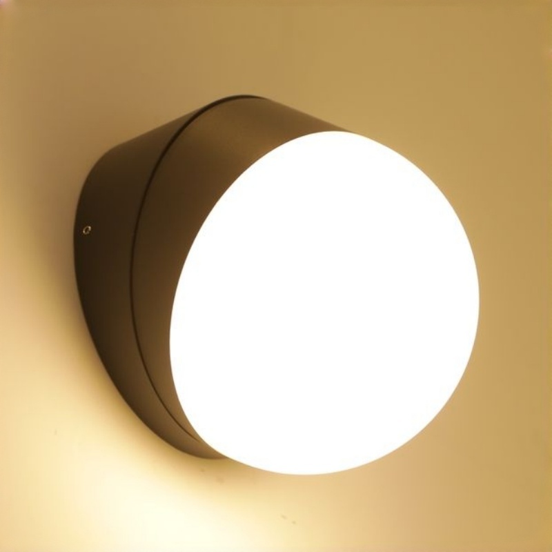 Applique murale extérieure moderne en demi-sphère, compacte, à éclairage indirect, noir, blanc et gris, HTD-EW4304 1