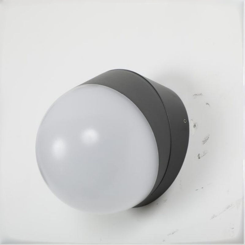 Applique murale extérieure moderne en demi-sphère, compacte, à éclairage indirect, noir, blanc et gris, HTD-EW4304 6