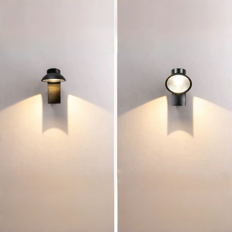 Applique murale extérieure moderne en forme de dôme, éclairage indirect simple avec détail latéral texturé, noir, blanc et gris, HTD-EW4305 5