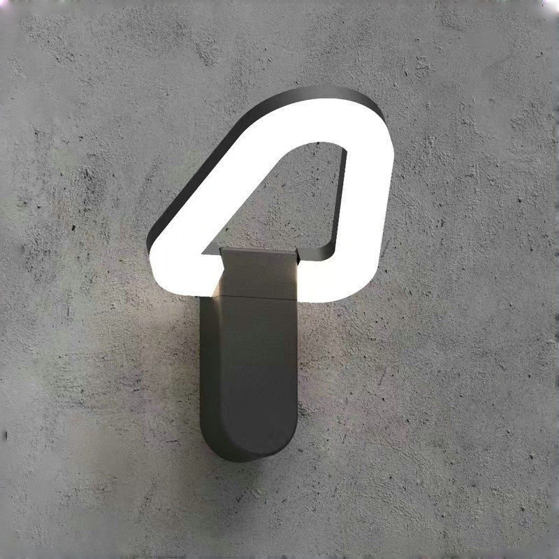 Applique murale extérieure moderne en anneau incliné, boucle lumineuse avec base verticale, noir, blanc et gris, HTD-EW4102-4 2