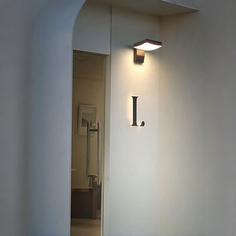 Modern Adjustable Outdoor Wall Light, Shake Head Design with Curved Illuminated Panel, Black White Grey, HTD-EW4418-3 2