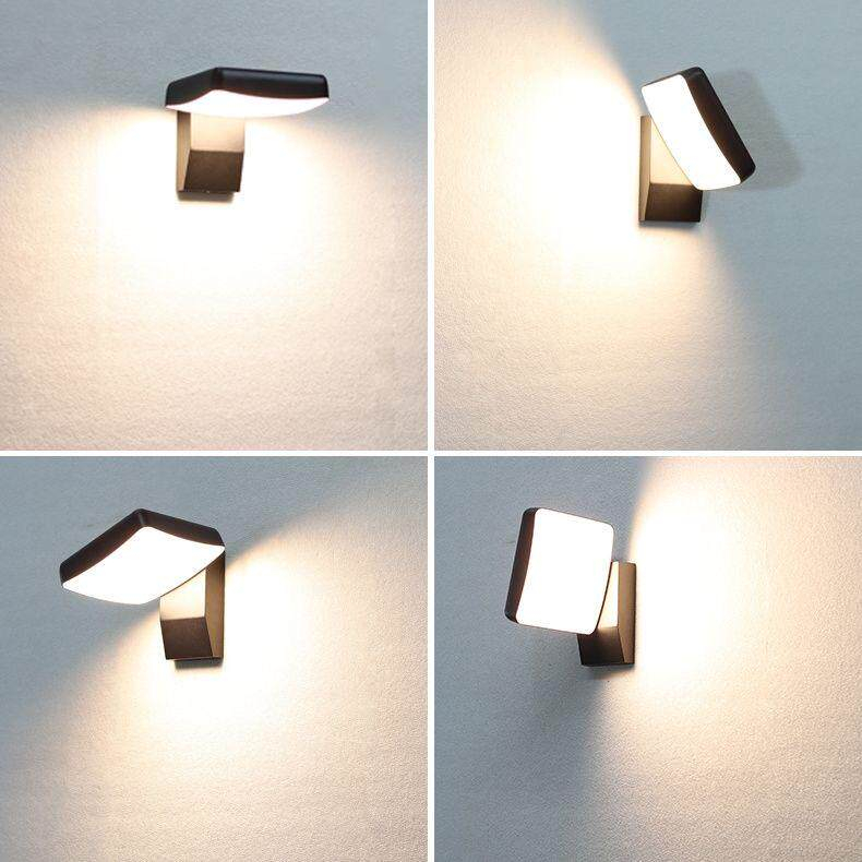 Modern Adjustable Outdoor Wall Light, Shake Head Design with Curved Illuminated Panel, Black White Grey, HTD-EW4418-3 3