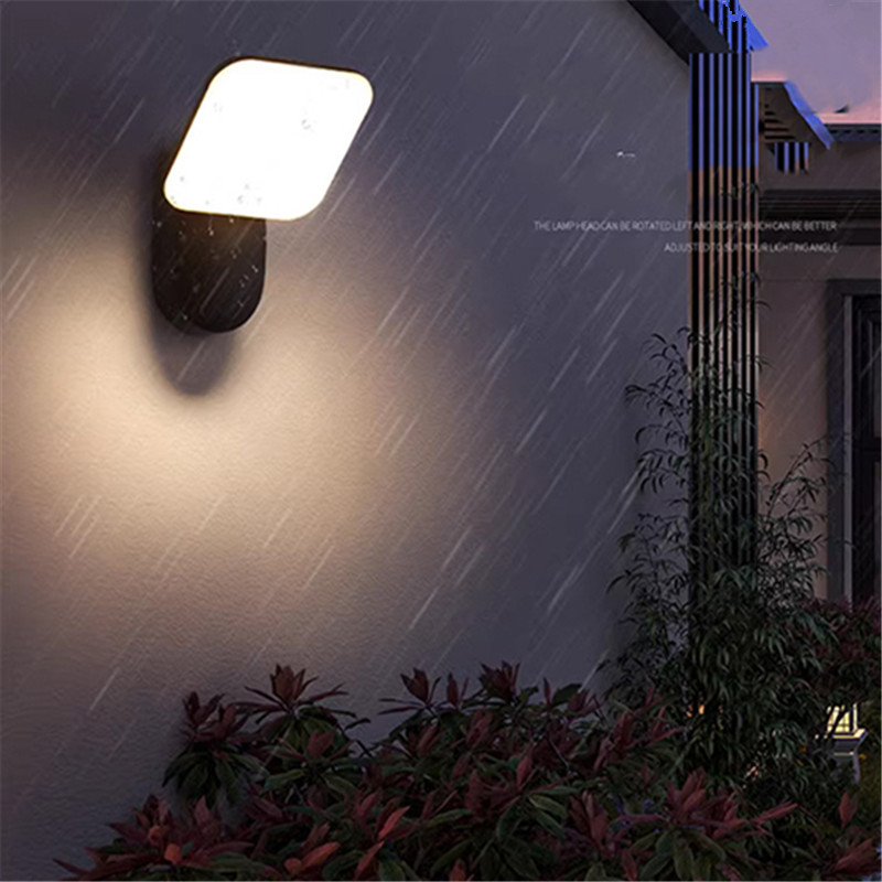 Aplique de pared exterior moderno y ajustable, diseño de cabezal oscilante con base ovalada y panel luminoso inclinado, negro, blanco y gris, HTD-EW4418-4 5