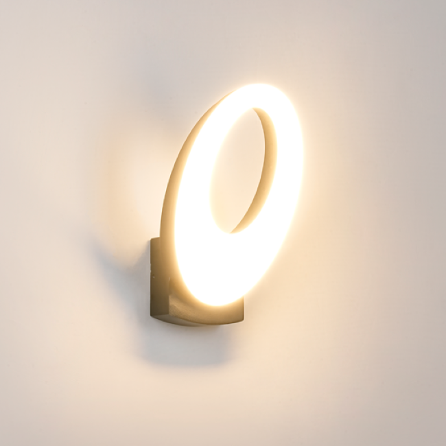Modern Tilted Oval Ring Outdoor Wall Light, Illuminated Elliptical Loop with Compact Base, Black White Grey, HTD-EW4104 1