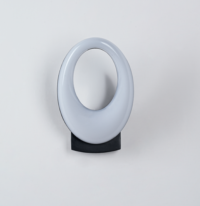 Modern Tilted Oval Ring Outdoor Wall Light, Illuminated Elliptical Loop with Compact Base, Black White Grey, HTD-EW4104 4