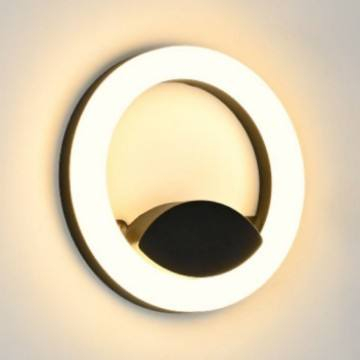Applique murale extérieure circulaire moderne, anneau lumineux avec base demi-ronde noire, disponible en 4 couleurs, HTD-EW4106 1