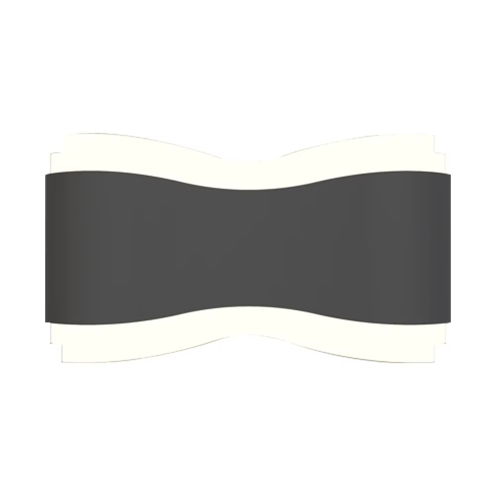 مصباح جداري خارجي بتصميم موجة عصرية، هيكل على شكل ساعة رملية مع ألواح إضاءة علوية وسفلية، أسود وأبيض ورمادي، HTD-EW1101 3