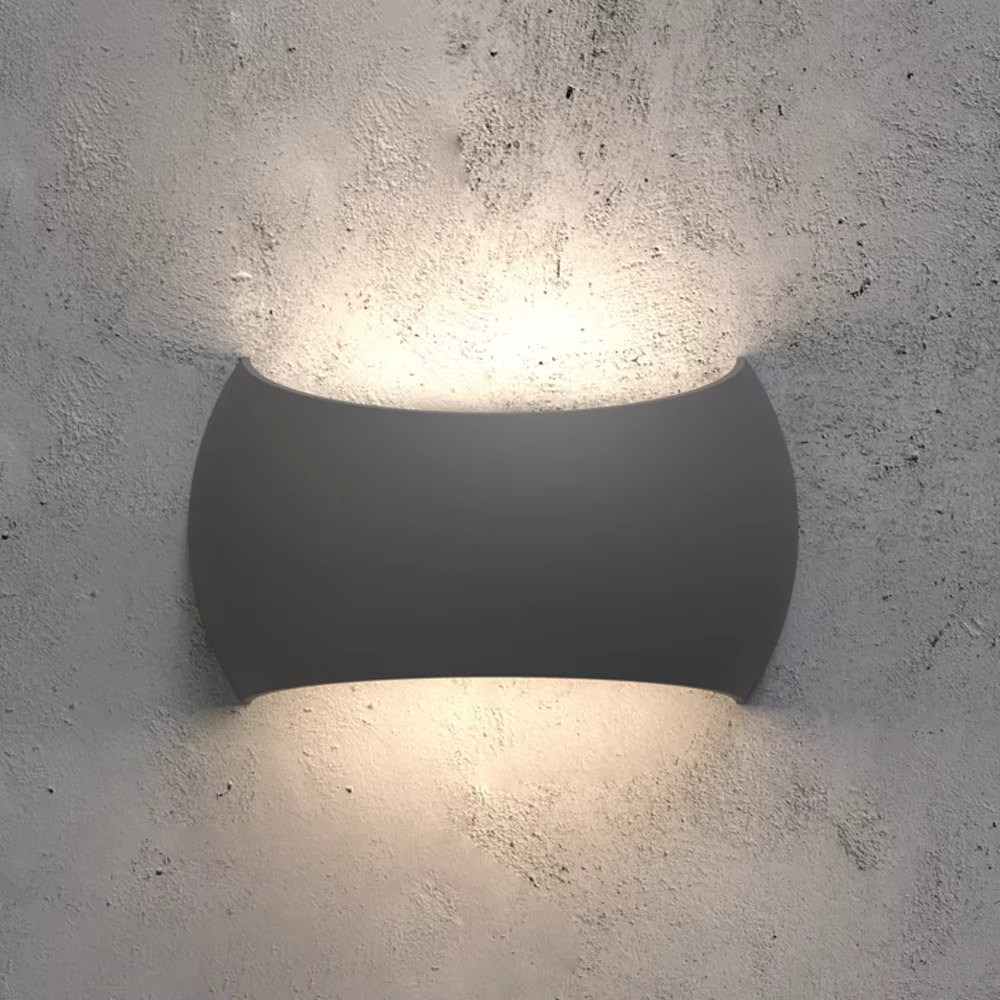 Aplique de pared exterior moderno y curvo, con cuerpo ondulado y luz bidireccional, disponible en negro, blanco y gris, HTD-EW5604 2