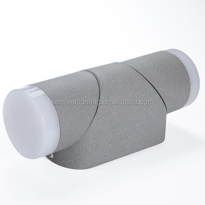 Aplique de pared exterior cilíndrico giratorio de doble cabezal, moderno, con iluminación hacia arriba y hacia abajo y ángulos ajustables, en negro, blanco y gris, HTD-EW4609 4