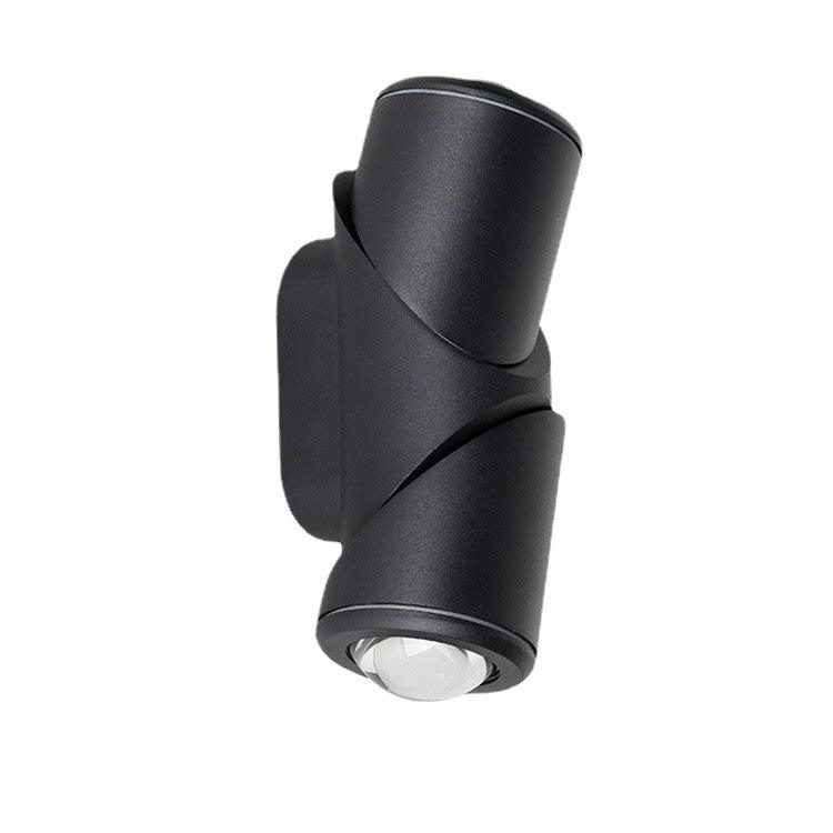 Aplique de pared exterior cilíndrico moderno de doble cabezal, con iluminación bidireccional y diseño de lente, disponible en negro, blanco y gris, HTD-EW4609 4