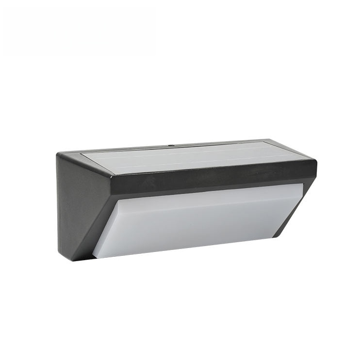 Aplique de pared exterior moderno con forma de cuña inclinada, marco negro con panel de luz descendente ancha, negro, blanco y gris, HTD-EW4512-2 2