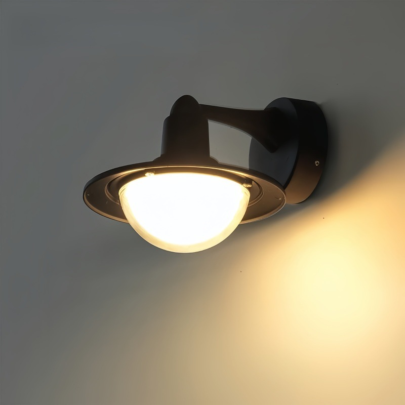 Lámpara de pared exterior clásica tipo farol, pantalla negra escalonada con efecto de brillo semiesférico, colores negro, blanco y gris, HTD-EW2503 4